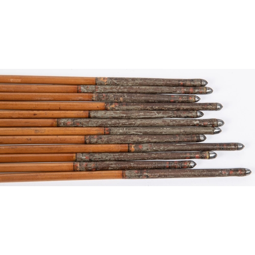 401 - A set of twelve 18th century Indian arrows, with very small rounded 