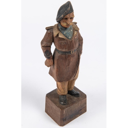 41 - A most unusual pair of carved wood figures: The Two Types, the famous WWII cartoon army officers, he... 