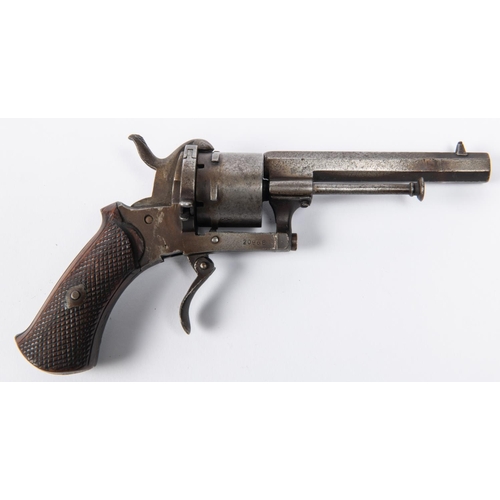 415 - A Belgian 6 shot 7mm double action pinfire revolver, 7