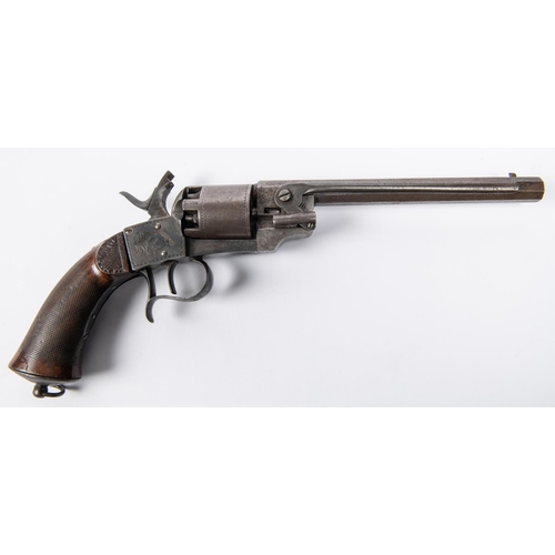 416 - A Belgian 6 shot 90bore Kinapen Patent single action open wedge frame percussion revolver, 13½