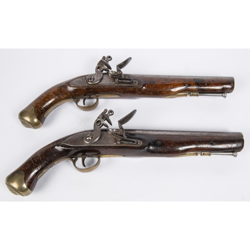 417 - A brace of 10 bore military pattern flintlock merchant ship's pistols, by Williams & Powell (Liverpo... 