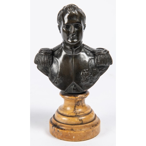 42 - A bronzed bust of Napoleon Bonaparte, with marble circular base, height 8