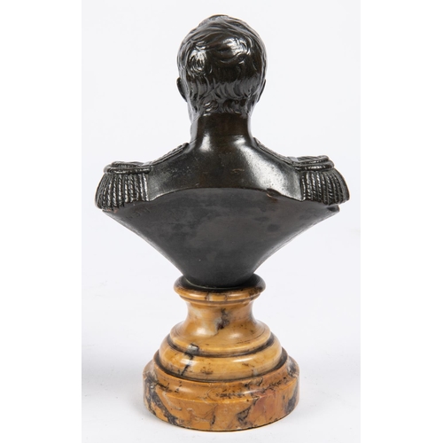 42 - A bronzed bust of Napoleon Bonaparte, with marble circular base, height 8