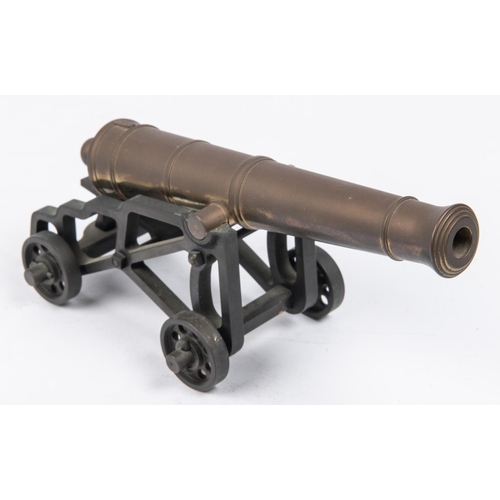 57 - A very nice quality brass model 18th century cannon on 