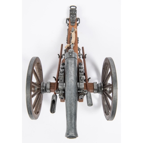 58 - A model of a Waterloo period field gun, barrel 7½