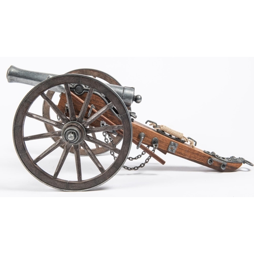 58 - A model of a Waterloo period field gun, barrel 7½