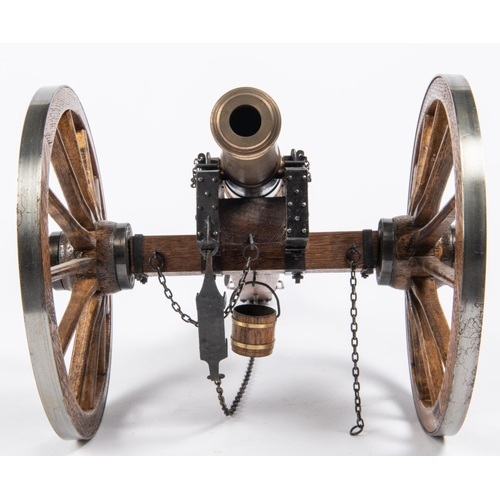 59 - A well made model of a Waterloo period field gun, turned brass barrel 9½