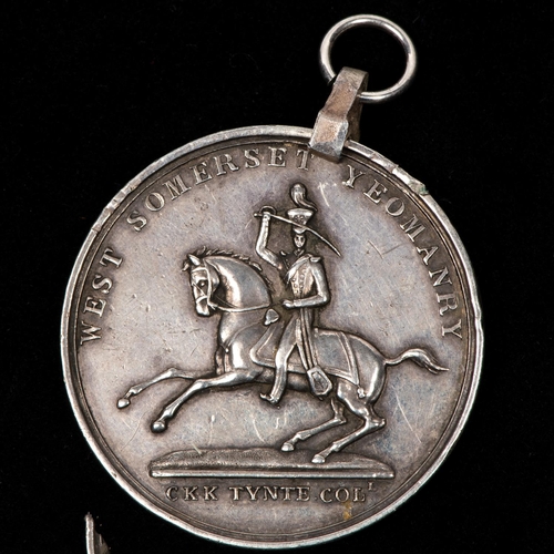 73 - West Somerset Yeomanry, shooting medal, obverse struck device of mounted yeomanry officer left, with... 