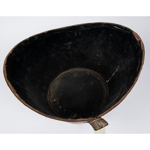 11 - An oval leather handle-less bucket, with transfer printed King's crown Royal Arms. GC (some wear)  £... 