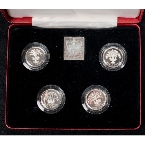 101 - Elizabeth II £1 silver proof collection 1984-1987 (4 coins), Brilliant uncirculated, in their Royal ... 