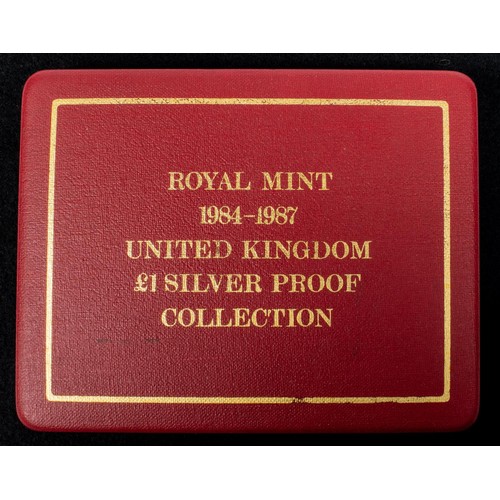 101 - Elizabeth II £1 silver proof collection 1984-1987 (4 coins), Brilliant uncirculated, in their Royal ... 