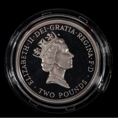 37 - Elizabeth II AR proof £5 crown 1993 (coronation 40th anniversary) and AR proof Piedfort £2 coin 1994... 