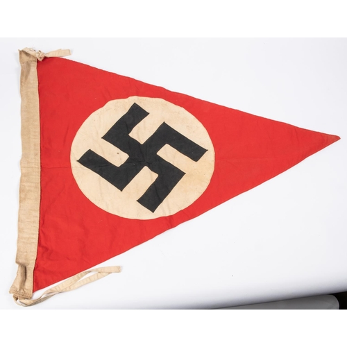 100 - A Third Reich double sided triangular pennant, with swastika on one side and 15th Panzer Division sy... 