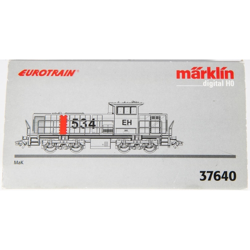 103 - A Marklin 'HO' gauge Eisenbahn und Hafen (EH) Bo-Bo Diesel Locomotive (37640). RN 534. In yellow & r... 