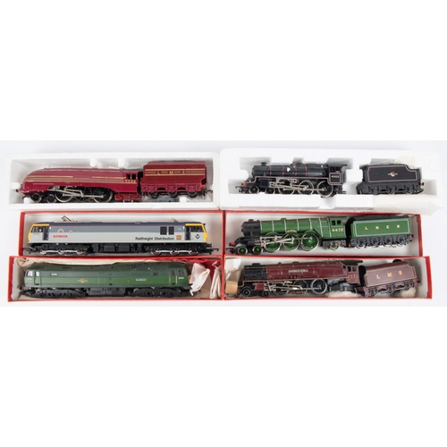 124 - 6x OO gauge locomotives by Hornby. Including 2x LMS Coronation Class locos; streamlined 6244 and Duc... 