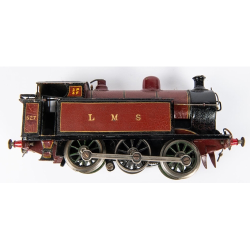 171 - A Marklin O gauge clockwork LMS 0-6-0T locomotive, 527, in lined maroon livery. QGC-GC, original pai... 