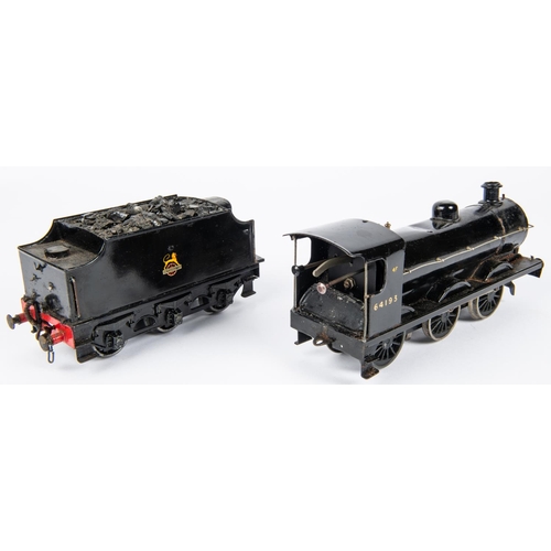 173 - A Bassett Lowke O gauge clockwork BR Standard Goods (L55) 0-6-0 tender locomotive, 64193, in unlined... 