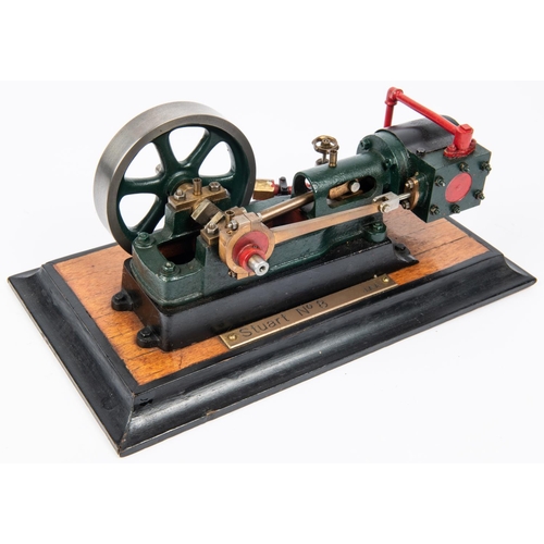 176 - A Stuart live steam stationary engine (No.8). Single cylinder horizontal engine with 90mm flywheel. ... 