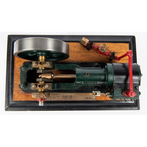 176 - A Stuart live steam stationary engine (No.8). Single cylinder horizontal engine with 90mm flywheel. ... 