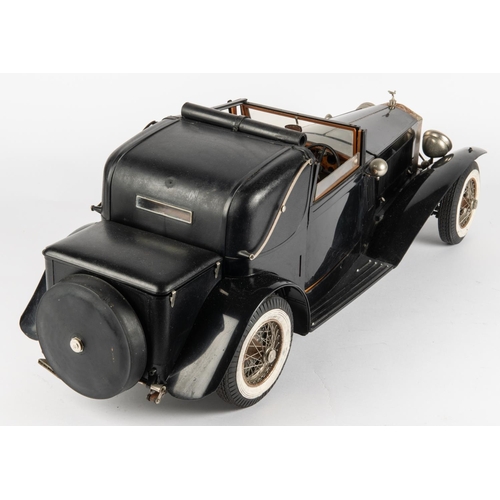 228 - A 1:8 scale Pocher 1932 Rolls-Royce Phantom II Drop Head Sedanca Coupe. Bodywork in black           ... 