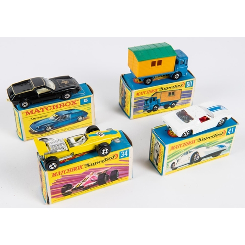 266 - 4 Matchbox Superfast. No.60 Office Site Truck. In blue with 2 rivet plated base, with deep yellow/gr... 