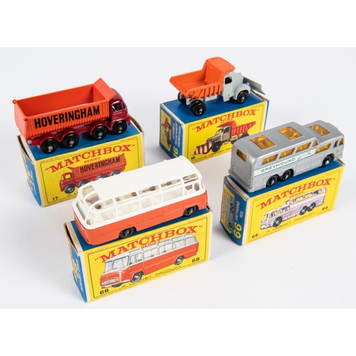 267 - 4 Matchbox Series. No.16 Scammell Snow Plough. In light grey with orange rear tipping body. Plus a N... 