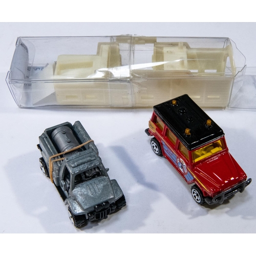 271 - 3 Matchbox preproduction etc. A foam fire truck 2001. Raw unspun body, From USA Tyco Matchbox Mount ... 