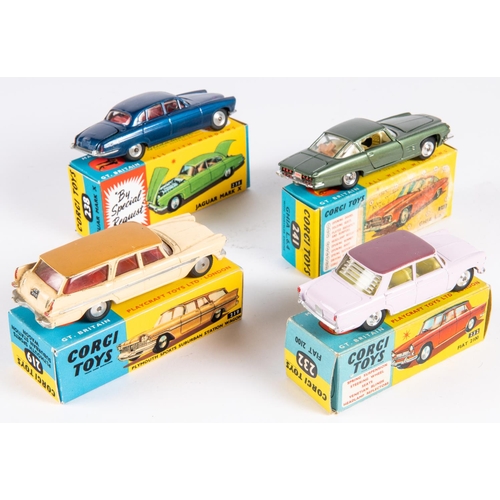 4 Corgi Toys. Fiat 2100 (232). In pink with purple roof. Ghia L.6.4 ...