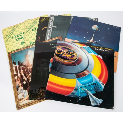 55 - 6x ELO Electric Light Orchestra LP record albums. Out of the Blue (with poster insert). A New World ... 