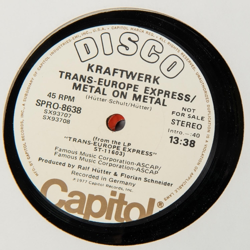 71 - 3x Kraftwerk records. Trans-Europe Express, Capitol SW11603 (with promo hole punched into corner of ... 