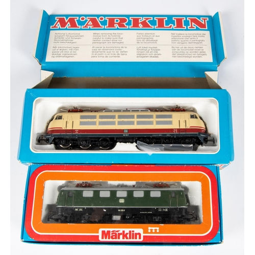 93 - 2 Marklin 'HO' gauge Locomotives. DB class 103 Co-Co Electric Locomotive with twin pantographs (3054... 