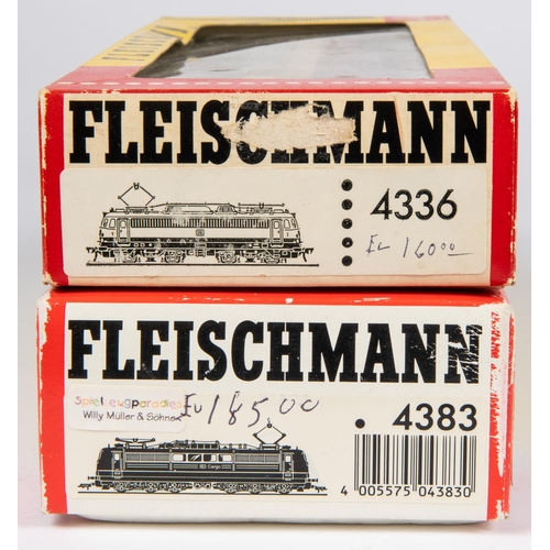 96 - 2 Fleischmann 'HO' gauge Electric Locomotives. A DB class 151 Co-Co Electric Locomotive (4383). RN 1... 