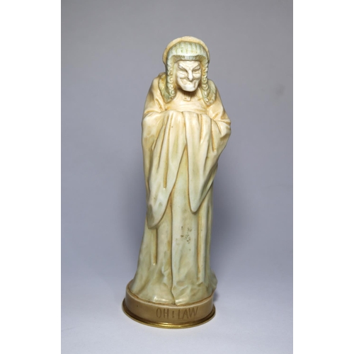 28 - A Doulton 'Oh! Law' figurine issued in 1893. Designed by Charles Noke, in ivory finish with gold rim... 