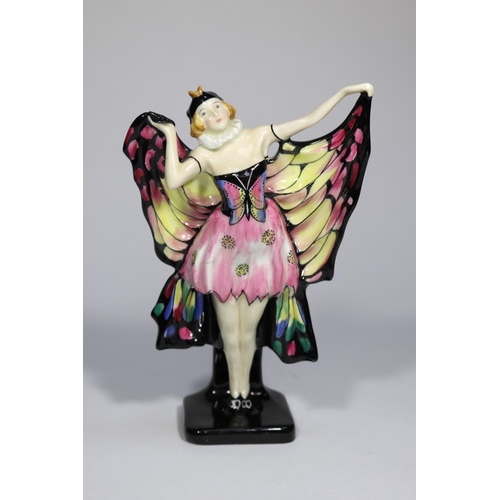 29 - A Royal Doulton 'Butterfly' figurine (HN719) in pink, black and yellow. Designed by L. Harradine. 16... 