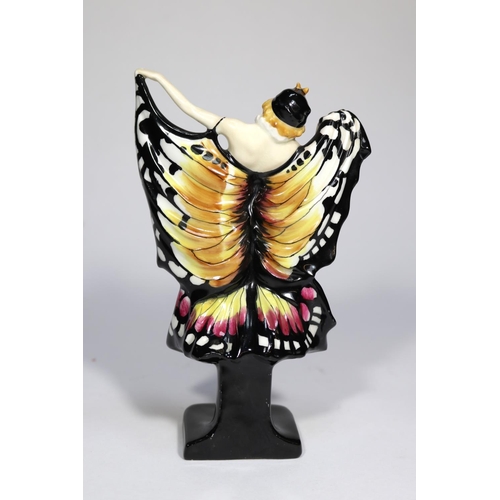 29 - A Royal Doulton 'Butterfly' figurine (HN719) in pink, black and yellow. Designed by L. Harradine. 16... 