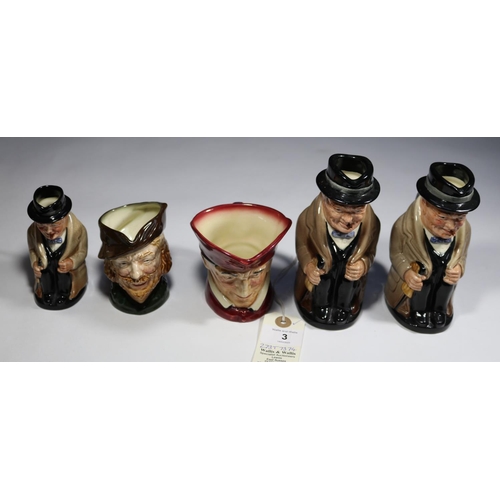3 - 11x Royal Doulton Toby jugs. Winston Churchill (D6171), plus 2x medium Churchill jugs (D6172) and a ... 