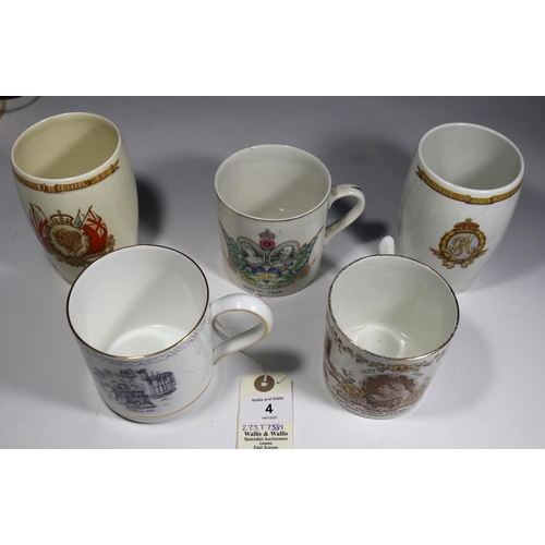 4 - A quantity of Royal commemorative china, mugs, etc. Together with Toby Jugs and other porcelain, etc... 