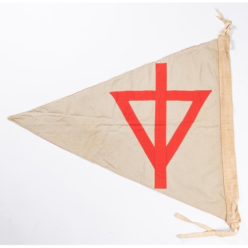 100 - A Third Reich double sided triangular pennant, with swastika on one side and 15th Panzer Division sy... 