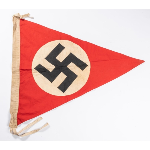 100 - A Third Reich double sided triangular pennant, with swastika on one side and 15th Panzer Division sy... 