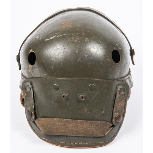 169 - A post WWII US Army tank crew helmet, original olive drab paint, GC (sponge ear piece liners missing... 