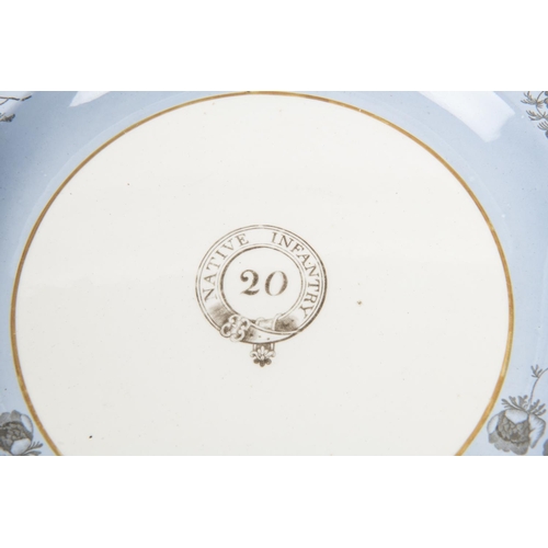 17 - A good mess plate of the 20th Native Infantry with floral design, marked 