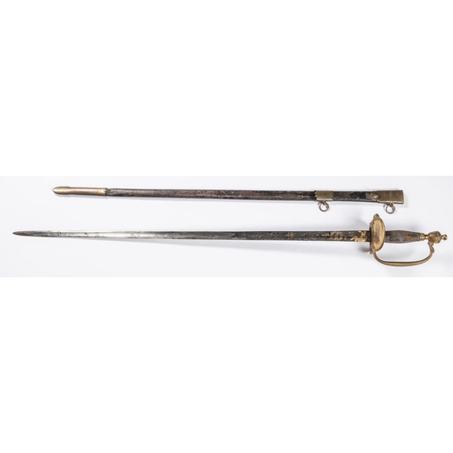 178 - A 1796 pattern infantry officer’s sword, blade 32”, originally blued and gilt but now very pitted an... 