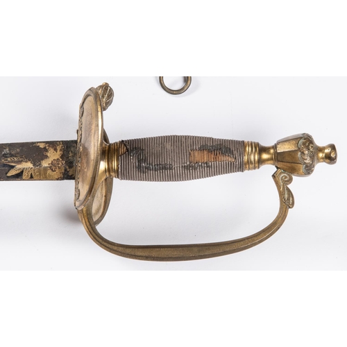 178 - A 1796 pattern infantry officer’s sword, blade 32”, originally blued and gilt but now very pitted an... 