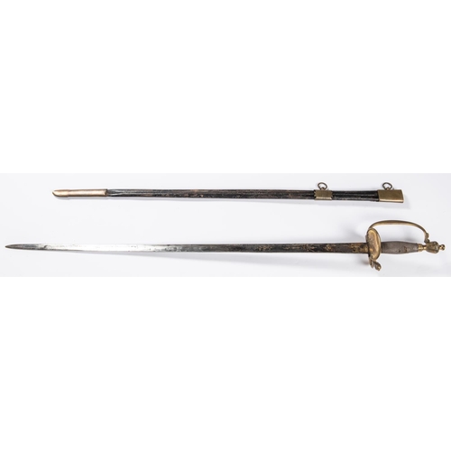 178 - A 1796 pattern infantry officer’s sword, blade 32”, originally blued and gilt but now very pitted an... 