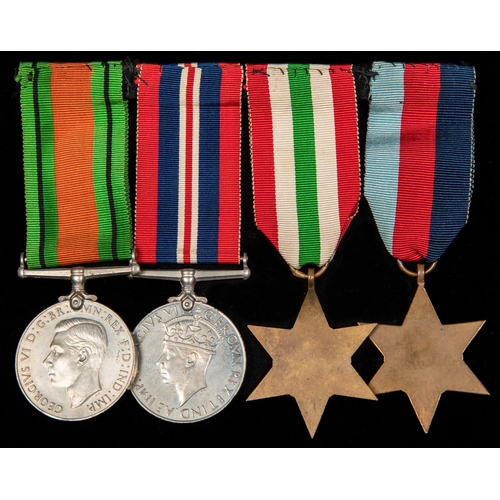 27 - Four: 1939-45 star, Italy star, Defence and War, un-named as issued, mounted as worn. VF £30-40