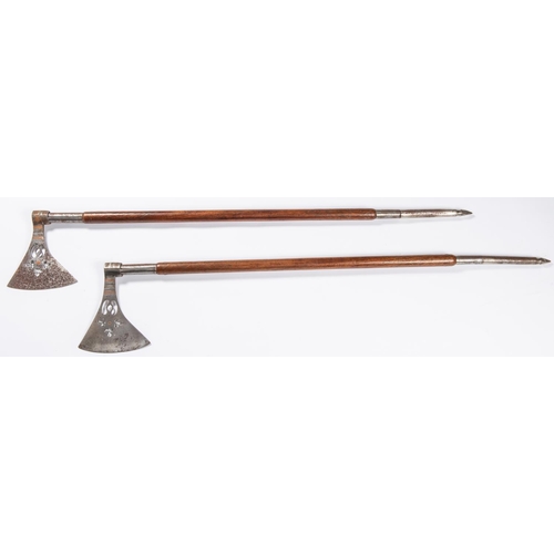 408 - A pair of Indian battle axes, length 38