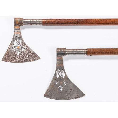 408 - A pair of Indian battle axes, length 38