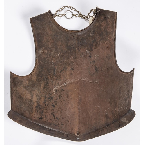 416 - A good heavy Cromwellian breastplate, with rolled collar and gussets, bearing Commonwealth shield pr... 