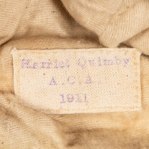 8 - A white leather flying helmet, label inside marked 