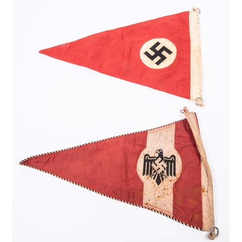 97 - A Third Reich car pennant with applied SA sports embroidered centre piece, 15